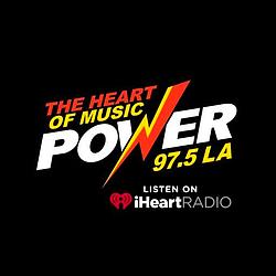 Power 97.5 la "The heart of music" radio logo