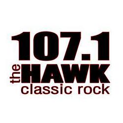 107.1 The Hawk radio logo