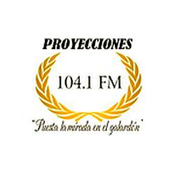 Proyecciones 104.1 F.M. radio logo